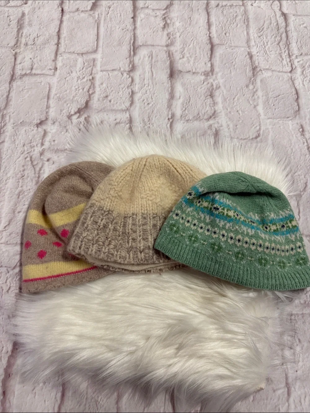 American Eagle Outfitters Knit Beanie Trio - Green, Beige & Tan